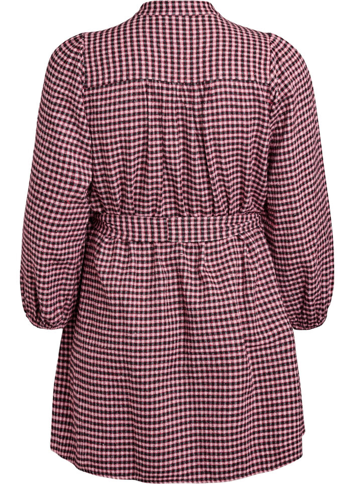 Korte jurk met ruitjes en een strikceintuur, Rood, Packshot image number 1