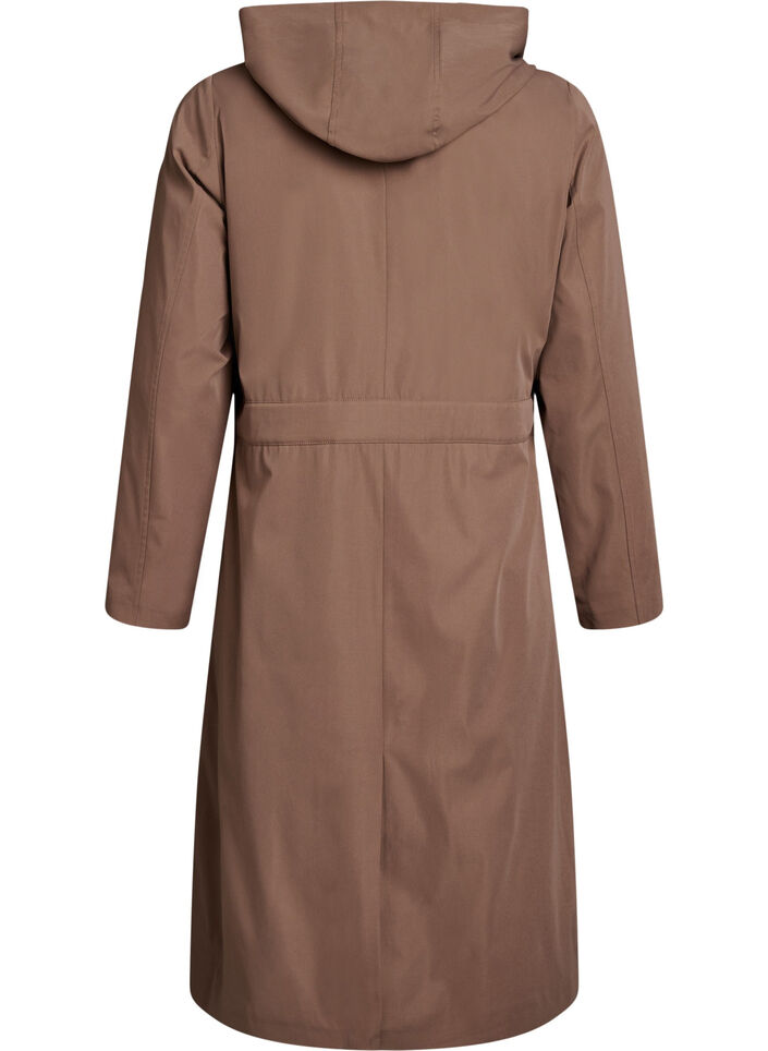 Trenchcoat met capuchon en strikceintuur, Bruin, Packshot image number 1
