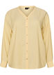 Blouse in linnen en viscose met V-hals, Geel, Packshot image number 0