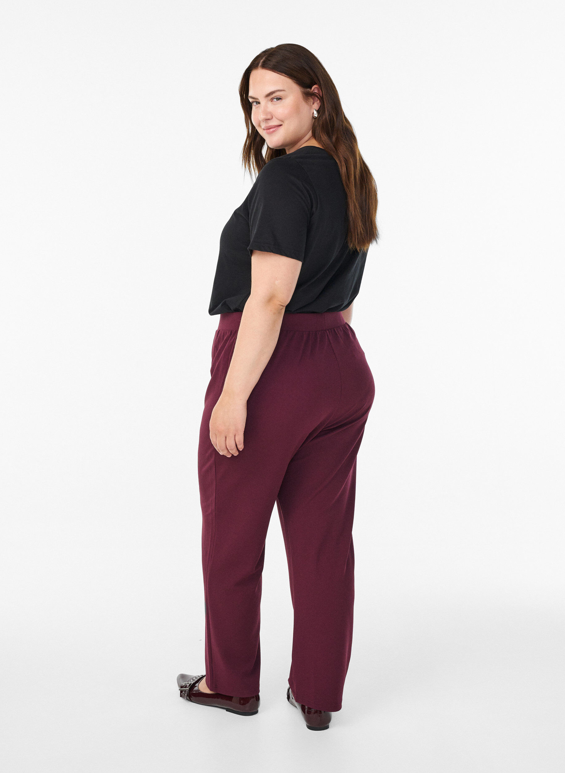 ZizziFLASH - Broek met rechte pasvorm, Rood, Model image number 1