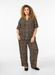 Losvallende viscose broek met zakken, Bruin, Model image number 0