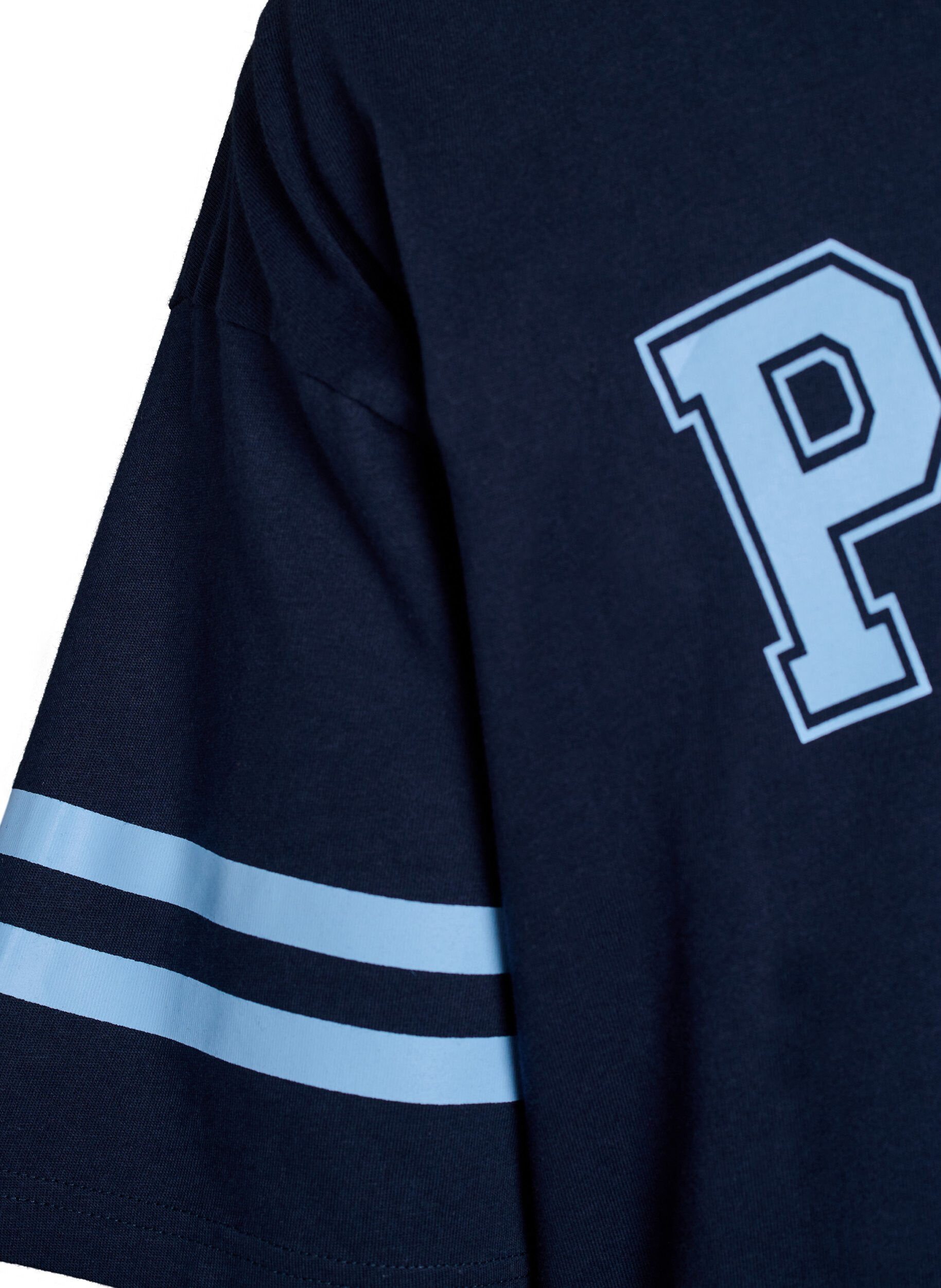 ZizziKort T-shirtjurkje met sportieve details, Blauw, Packshot image number 4