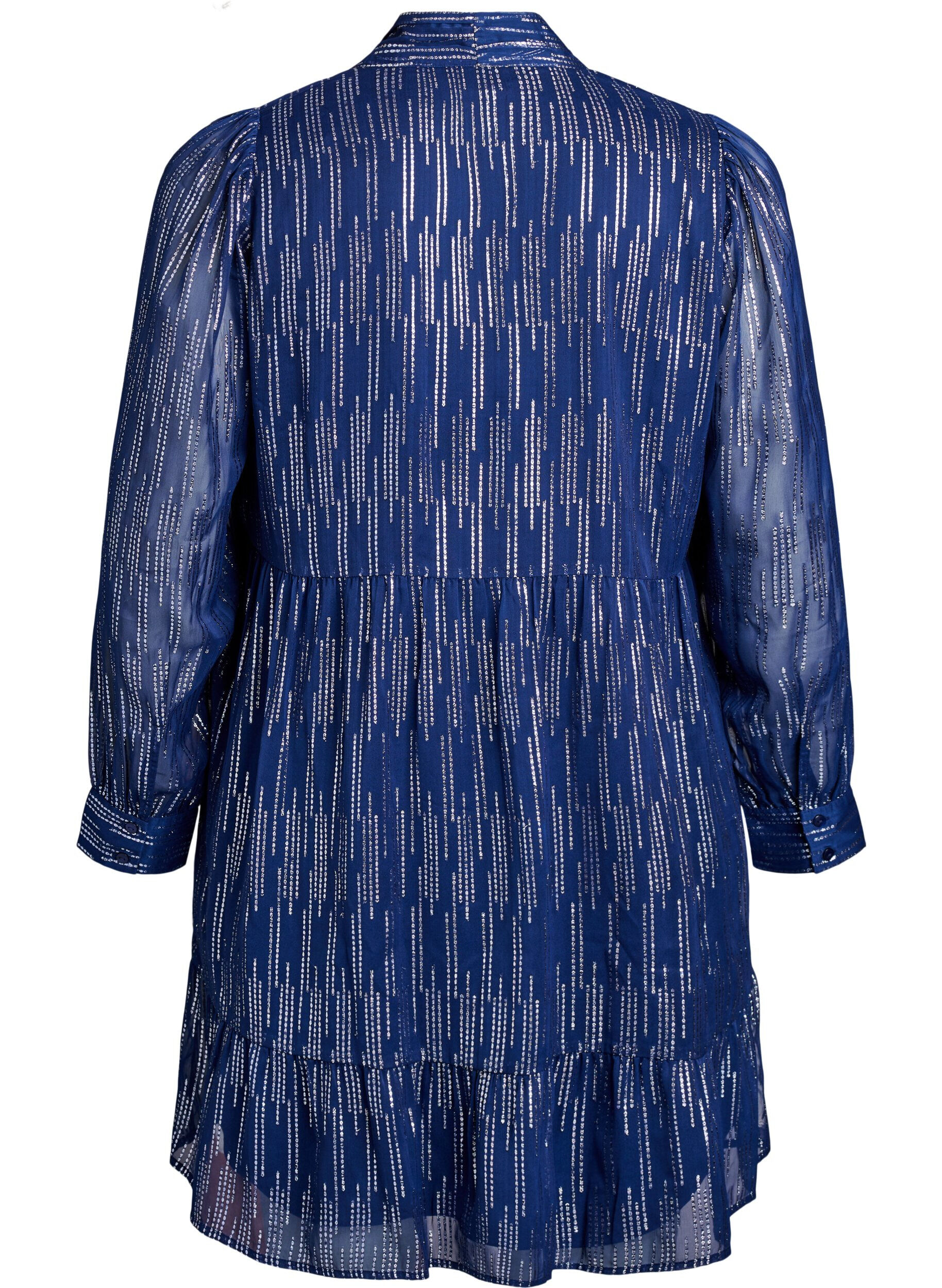 ZizziKorte feestjurk met glitterpatroon, Blauw, Packshot image number 1