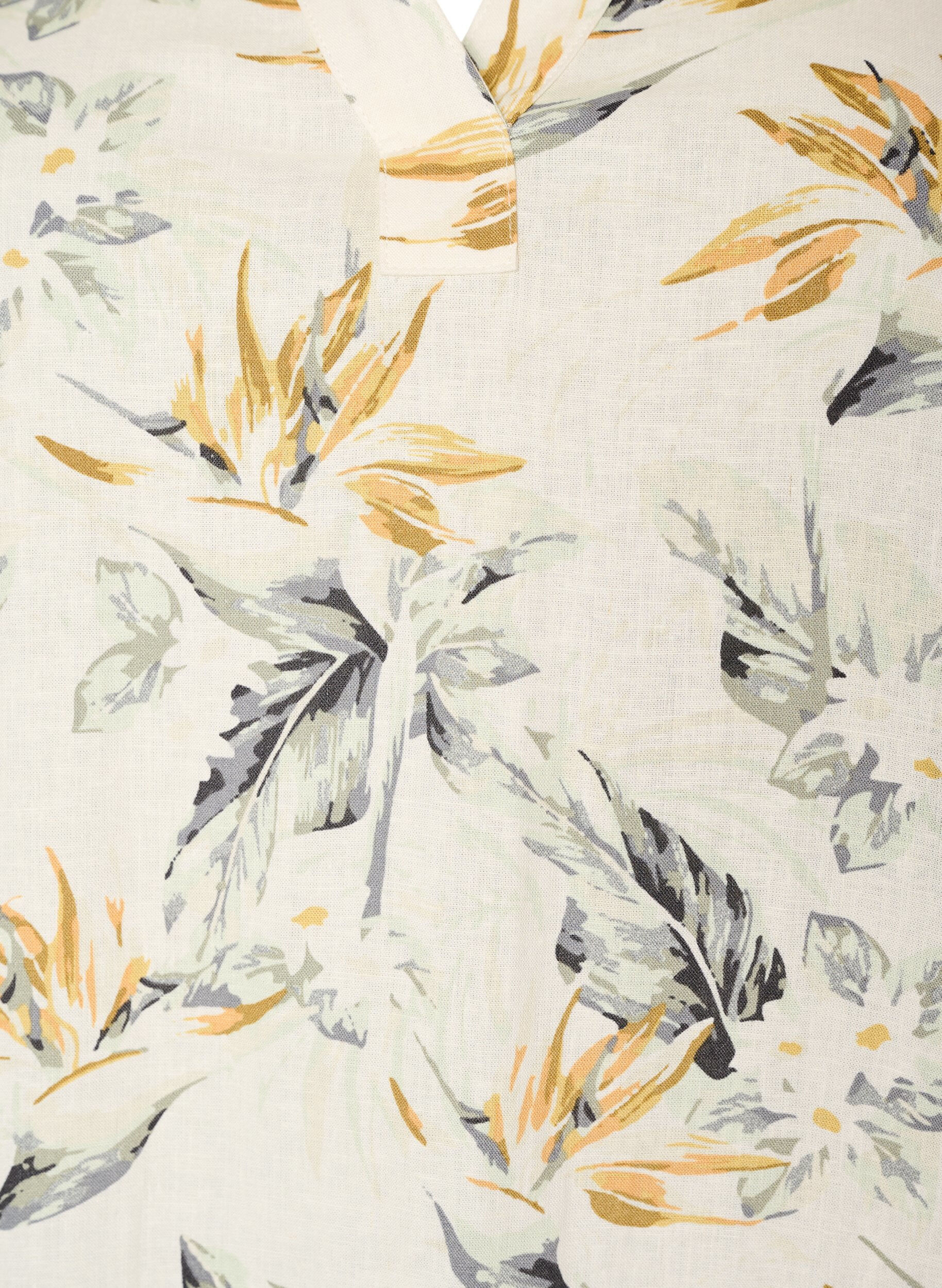 ZizziMidi-jurk in linnen en viscose met 1/2 mouwen, 9990, Packshot image number 2