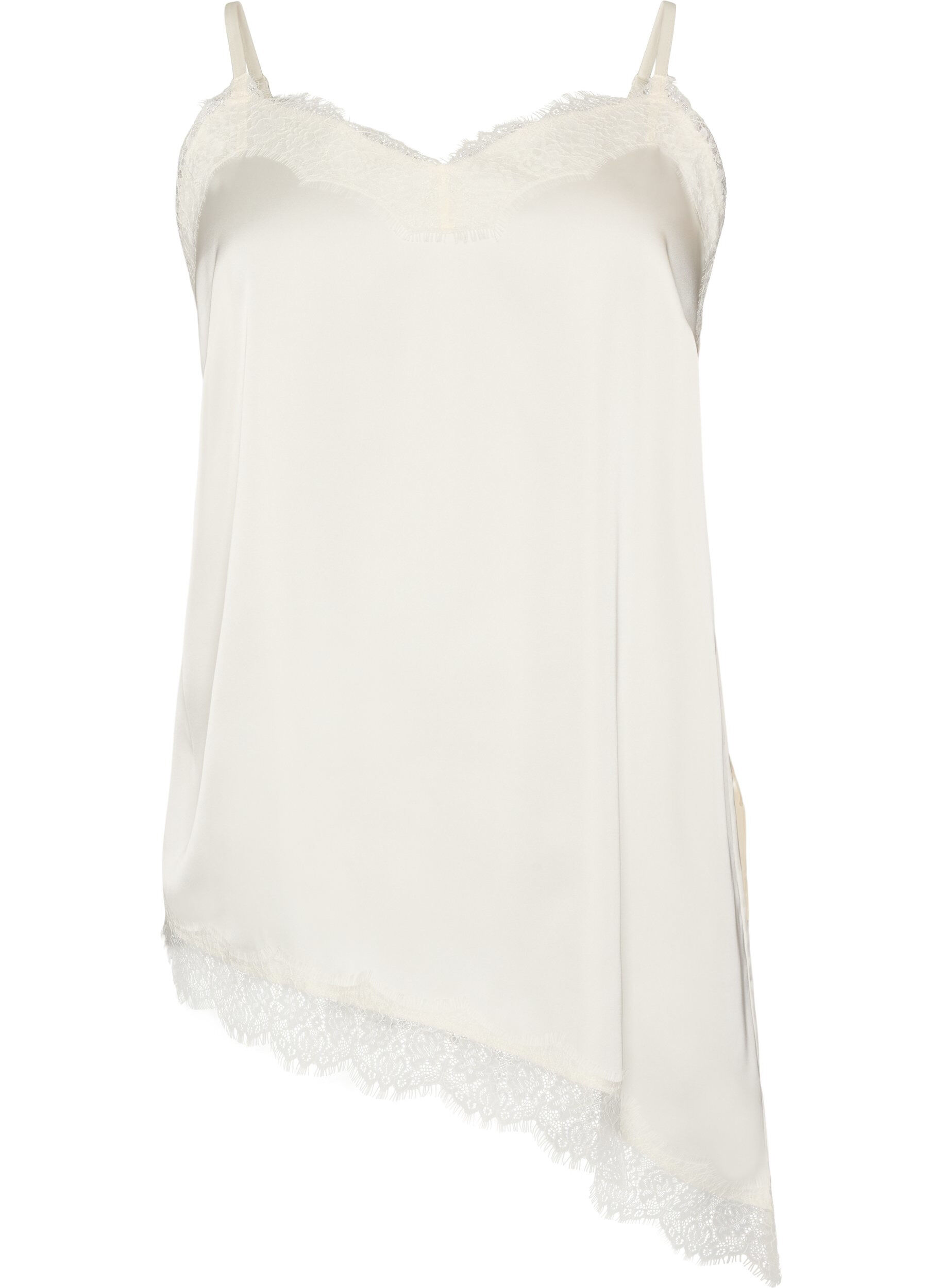 Top met bandjes en een kanten asymmetrische zoom