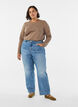 Basic jerseyblouse met lange mouwen, Bruin, Model image number 1