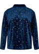 Velour pyjamashirt met een all-over print, Blauw, Packshot image number 0