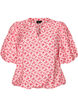 Viscose blouse met ballonmouwen en bloemenpatroon, Rood, Packshot image number 0