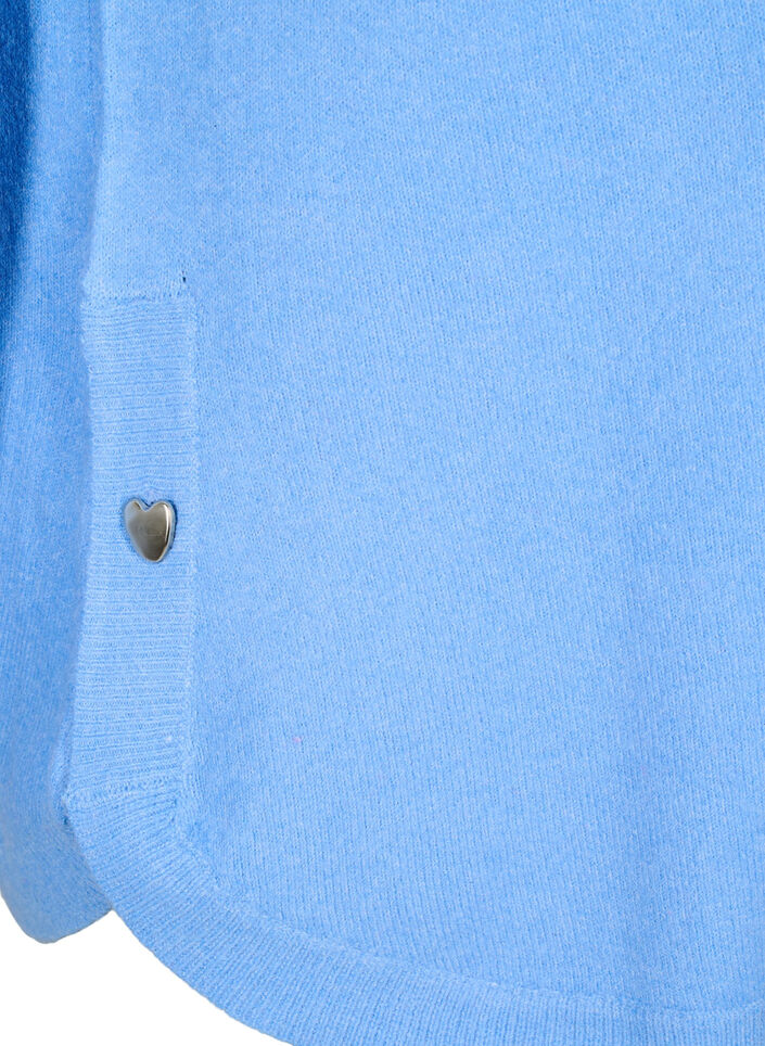 Lange gebreide blouse met knoopdetail aan de zijkant, Della R. Blue Mel., Packshot
