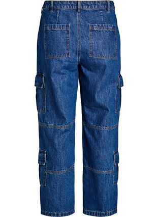 ZizziHigh waist cargo jeans, Blue Denim, Packshot image number 1