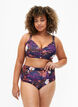 Gestreept bikinibroekje met hoge taille, Paars, Model image number 0