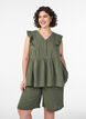 Los katoenen mousseline shorts met een hoge taille, Groen, Model image number 0
