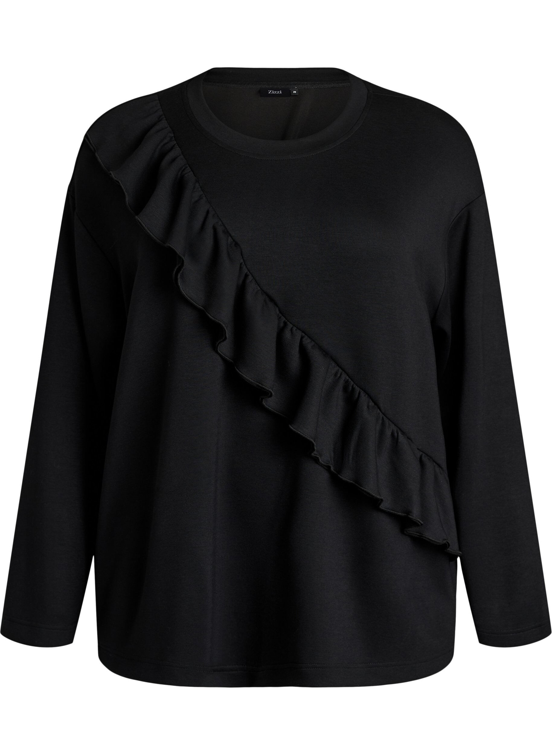 Jersey blouse met een diagonale ruchesdetail
