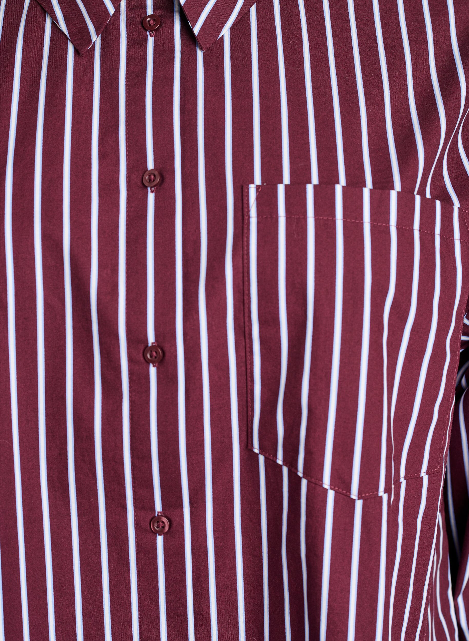 ZizziLosse shirt met strepen en een borstzakje, Donker Bordeaux, Packshot image number 2