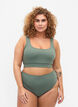 Bikinislip met cr&ecirc;pestructuur, Groen, Model image number 0