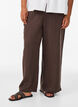 Pantalon large en lin et viscose, Marron, Model image number 2