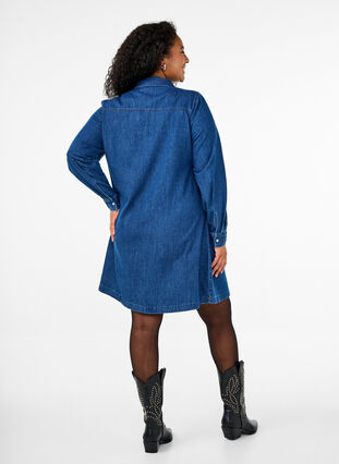 ZizziDenim jurk met knopen, Blue Denim, Model image number 1