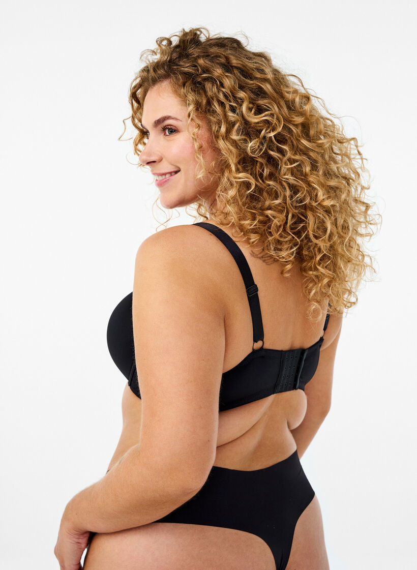 Voorgevormde beha met decoratie midden voor, Zwart, Model image number 2