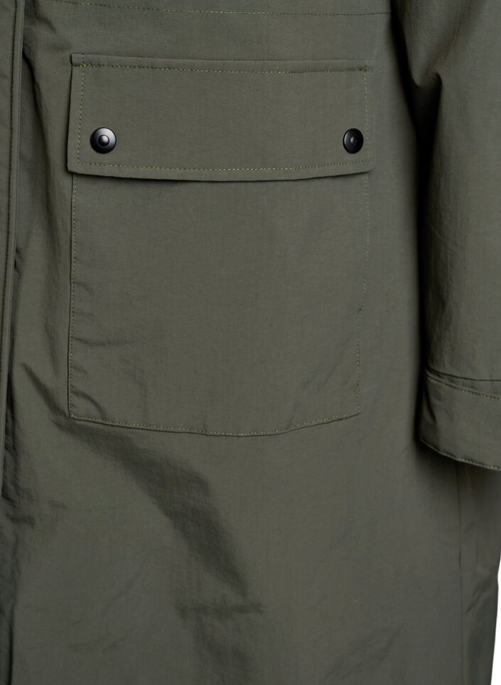 Parka met capuchon en verstelbare taille, Groen, Packshot image number 3