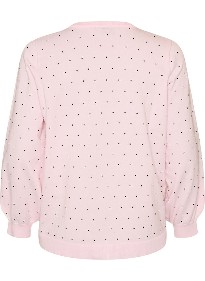 Gebreide blouse met kleine stippen, Roze, Packshot image number 1