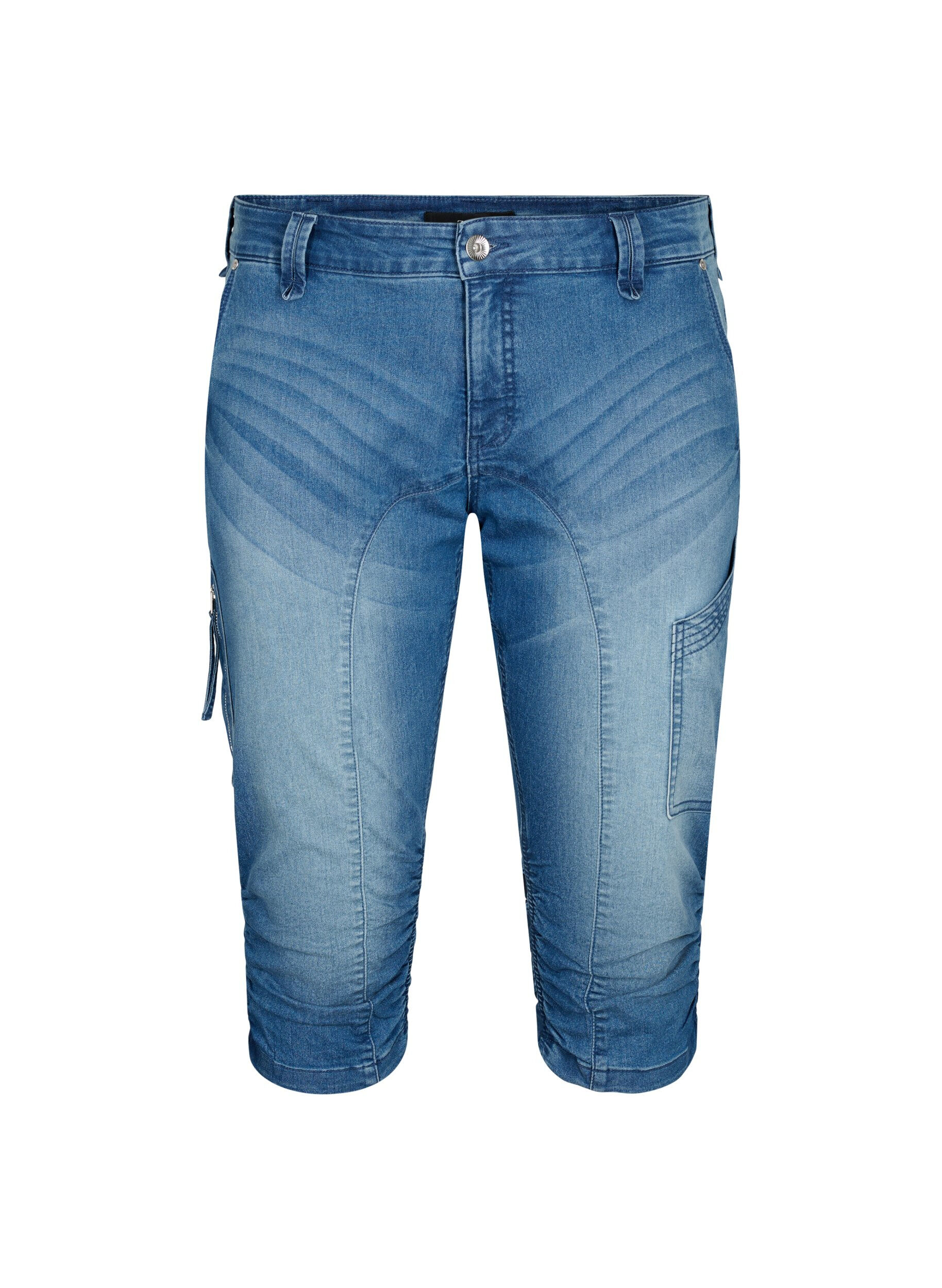 ZizziSlim fit capri jeans met zakken, Blauw, Packshot image number 0