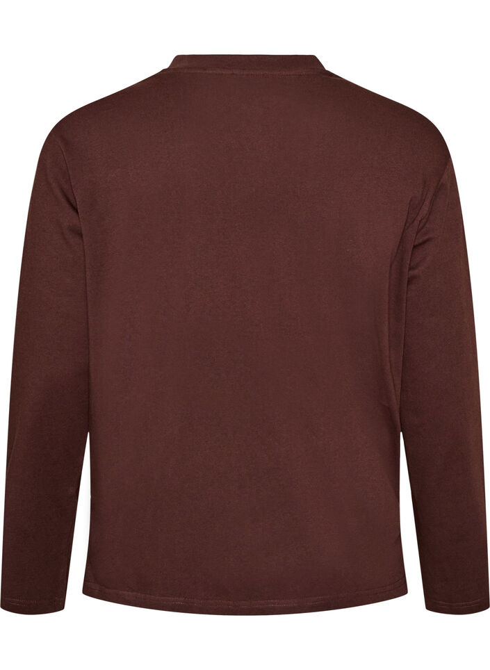 Basic T-shirt met lange mouwen, Bruin, Packshot image number 1