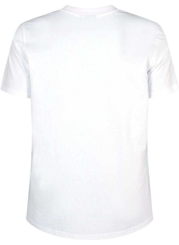 Basic katoenen T-shirt met ronde hals, Wit, Packshot image number 1