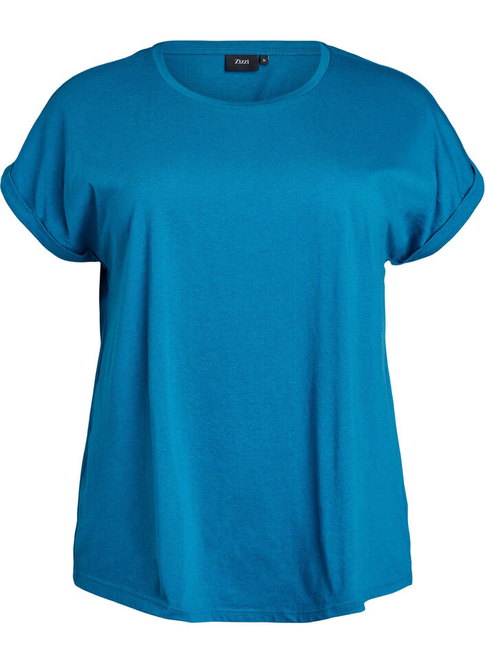 T-shirt met korte mouwen van katoenmix, Blauw, Packshot image number 0