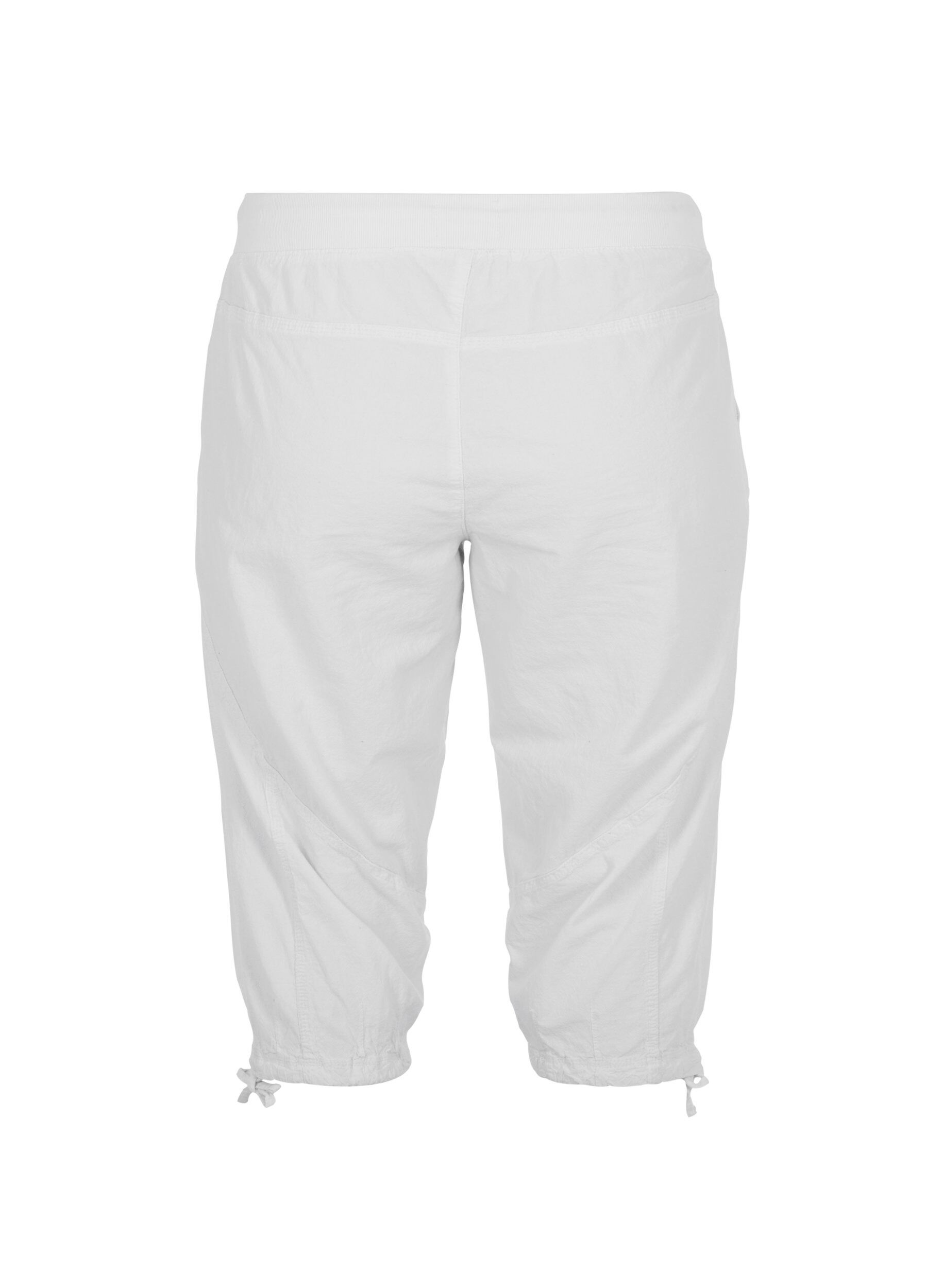 ZizziLosse cropped broek van katoen, Wit, Packshot image number 1