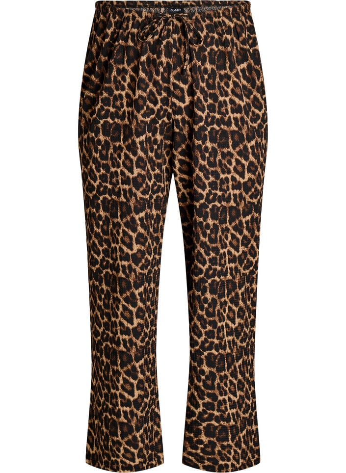 Broek met wijde pijpen in een licht gestructureerde stof, Zwart, Packshot image number 0