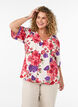 Katoenen shirt met korte mouwen en een V-hals, Rood, Model image number 0