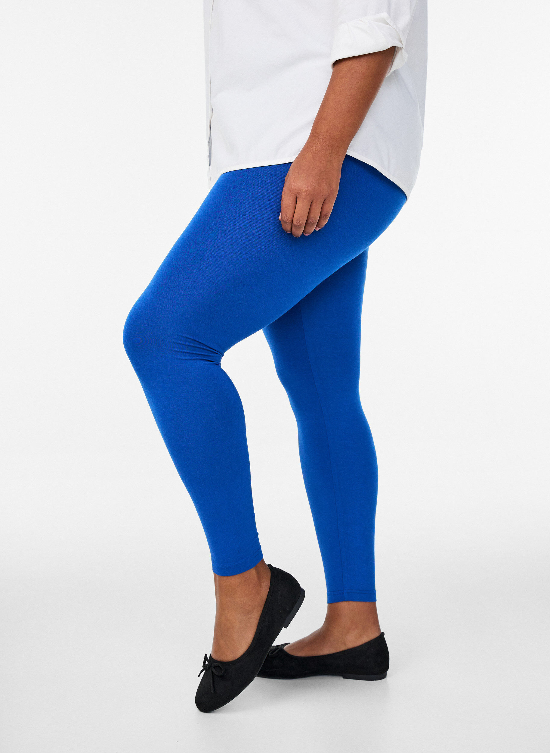 ZizziBasic legging in viscose, Blauw, Model image number 0