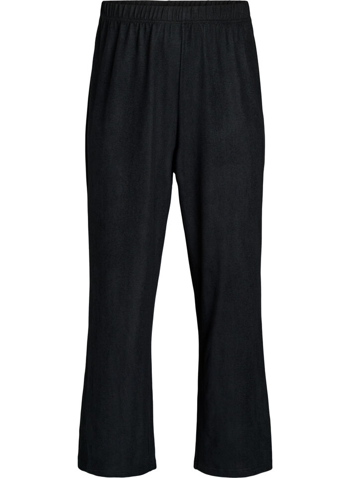 High waist jerseybroek met wijde pijpen, Zwart, Packshot image number 0