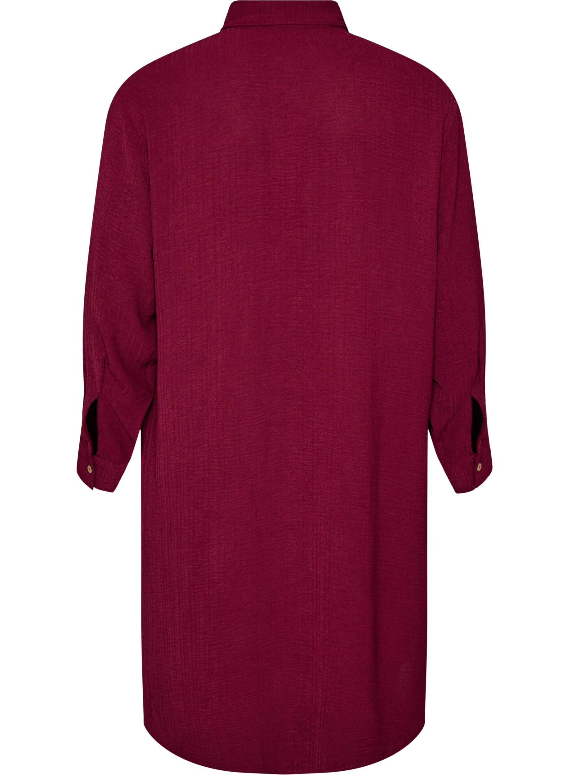 ZizziLange shirt met een lichte textuur, Rood, Packshot image number 1