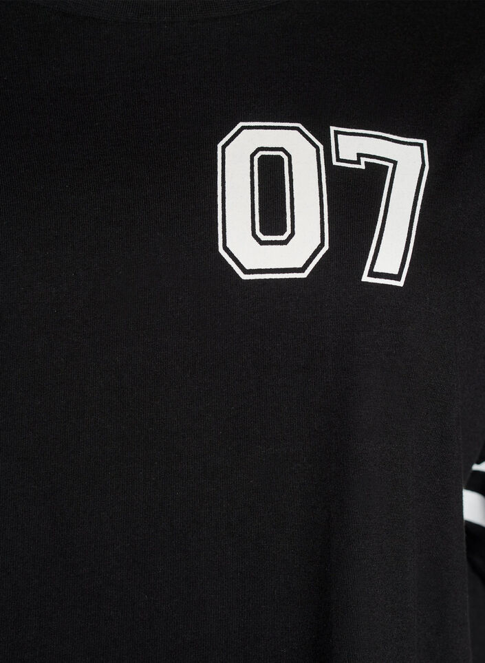 Kort T-shirtjurkje met sportieve details, Zwart, Packshot image number 2