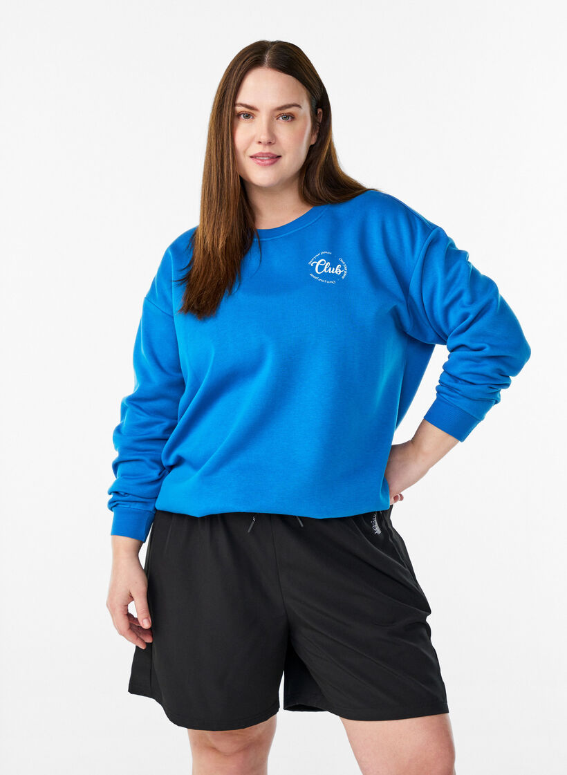 Sweatshirt met motief aan de voorkant, Blauw, Model image number 0