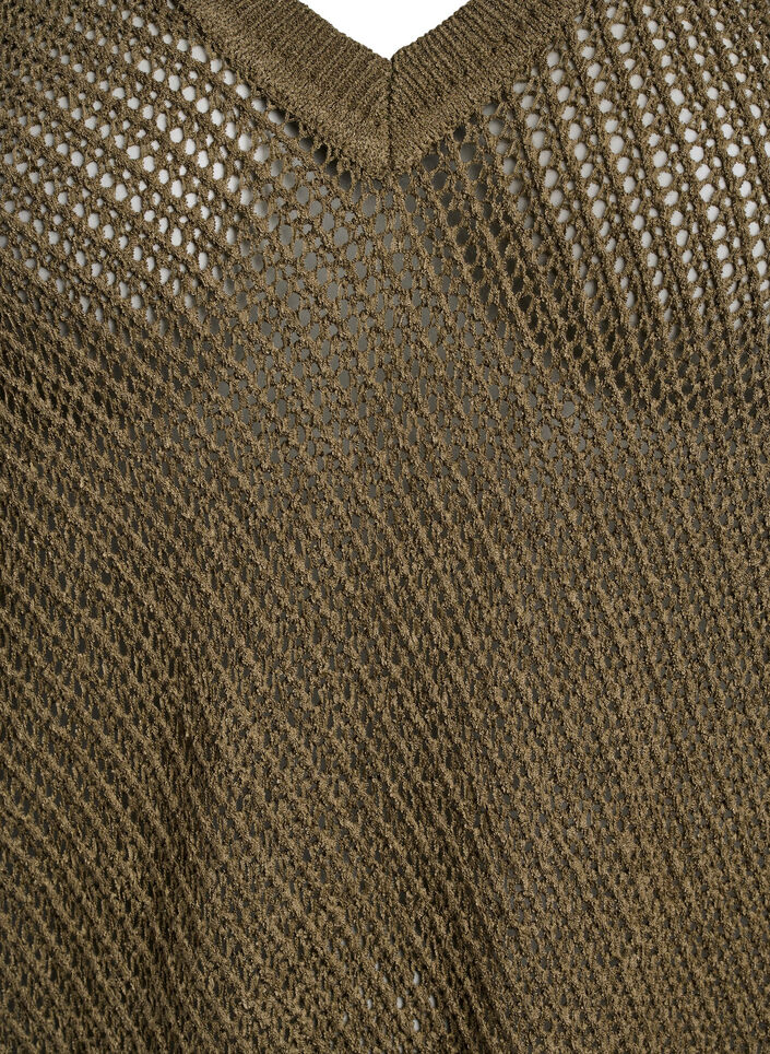 FLASH - Gebreide blouse met korte mouwen en V-hals, Groen, Packshot image number 2