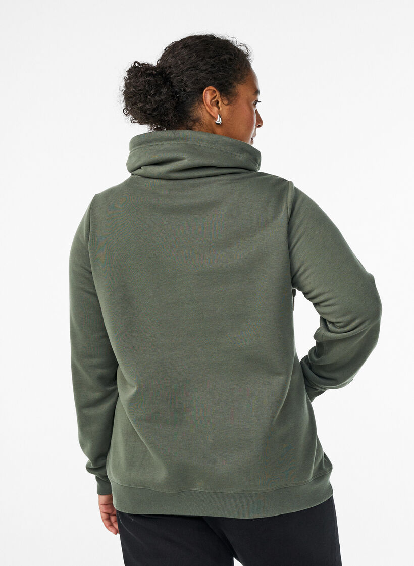 FLASH - Sweatshirt met hoge kraag en zakken, Groen, Model image number 2