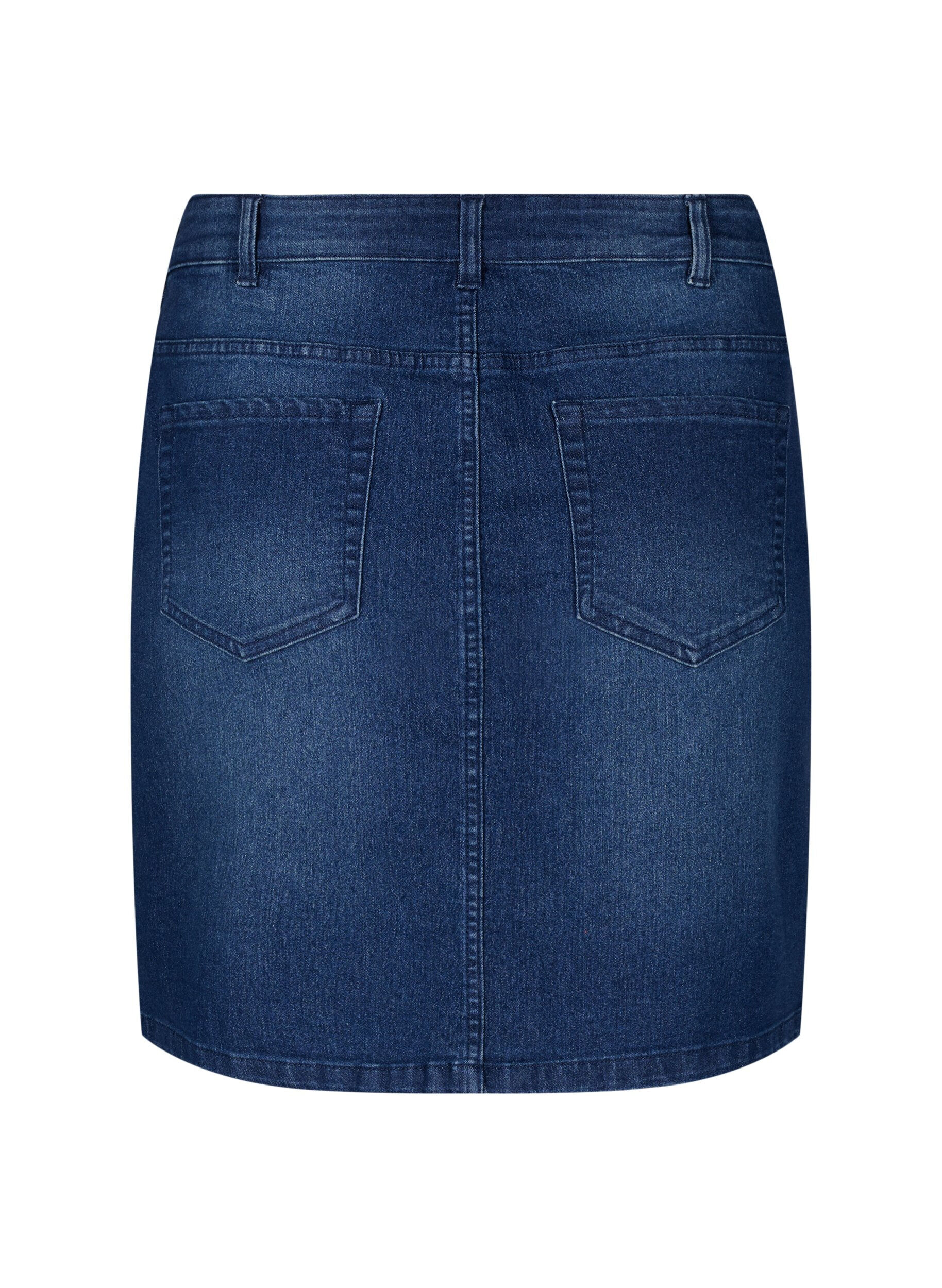 ZizziDenim rok met knoopsluiting, Blauw, Packshot image number 1