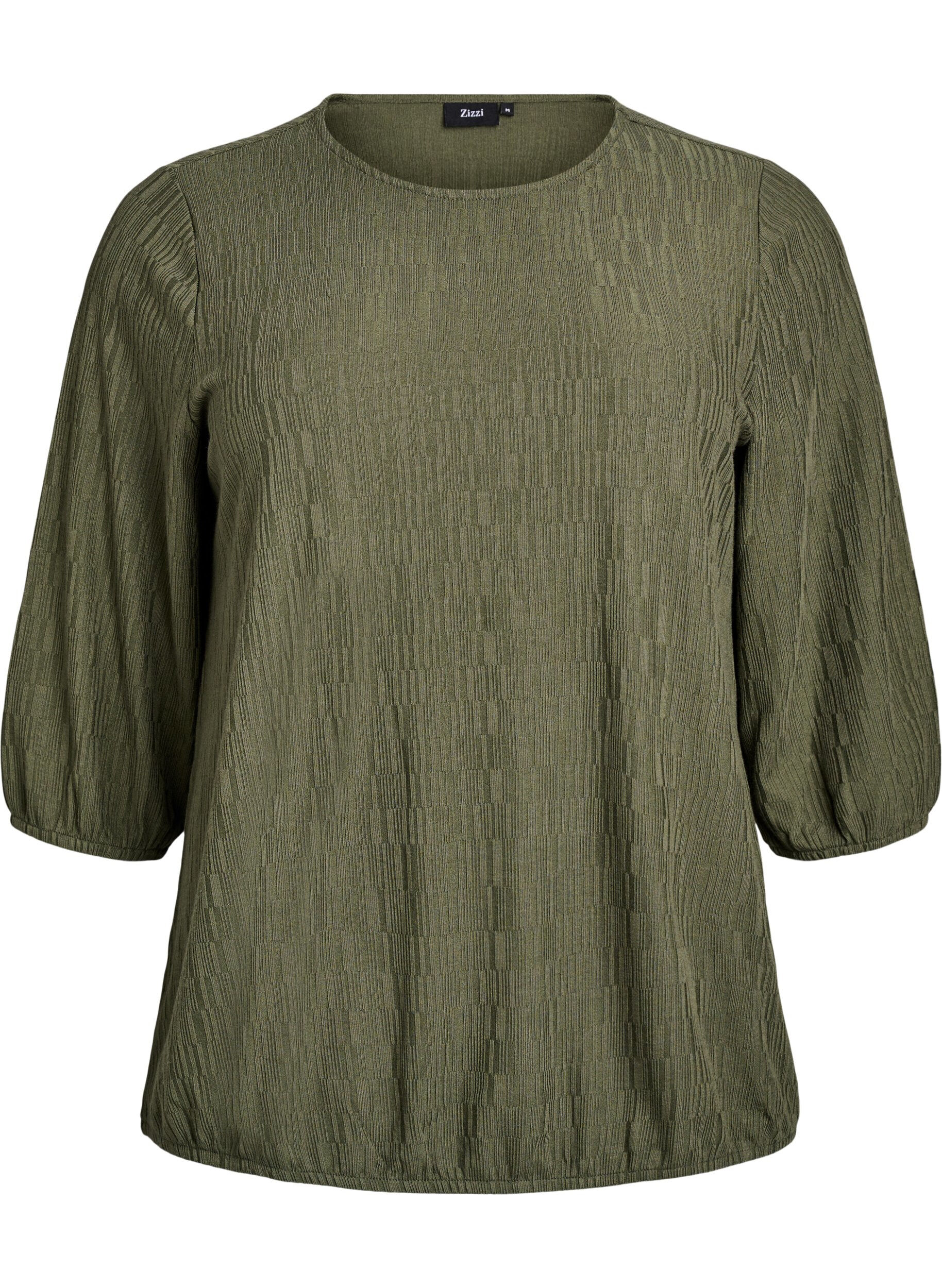 Blouse met textuur en 3/4 mouwen
