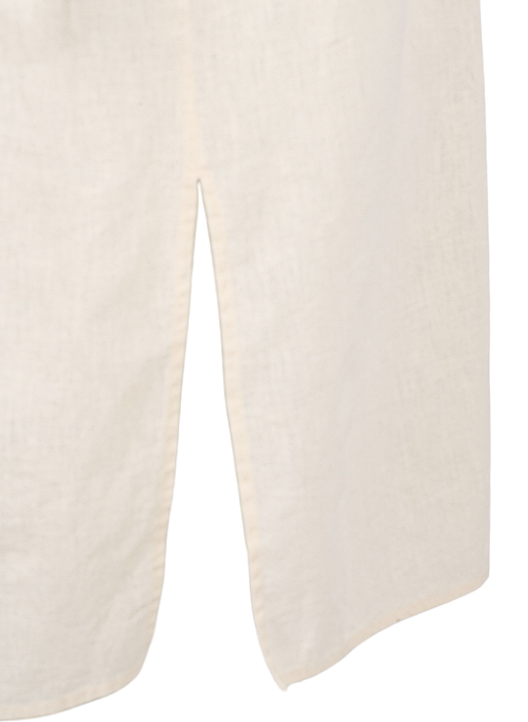 ZizziLang shirt van katoenmix met linnen, Beige, Packshot image number 3