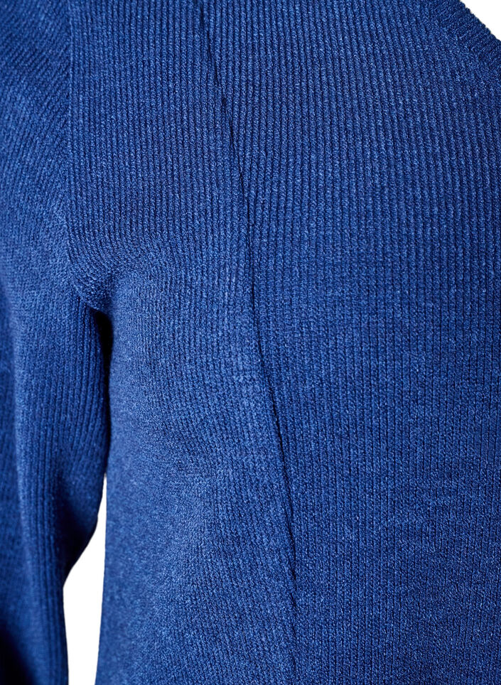 Jersey blouse met een geribde textuur en een A-lijn pasvorm, Blauw, Packshot image number 3