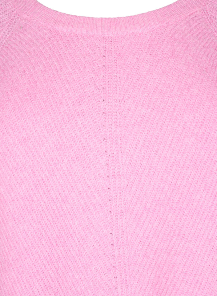 Gebreide blouse met ronde hals, Begonia Pink Mel., Packshot image number 2