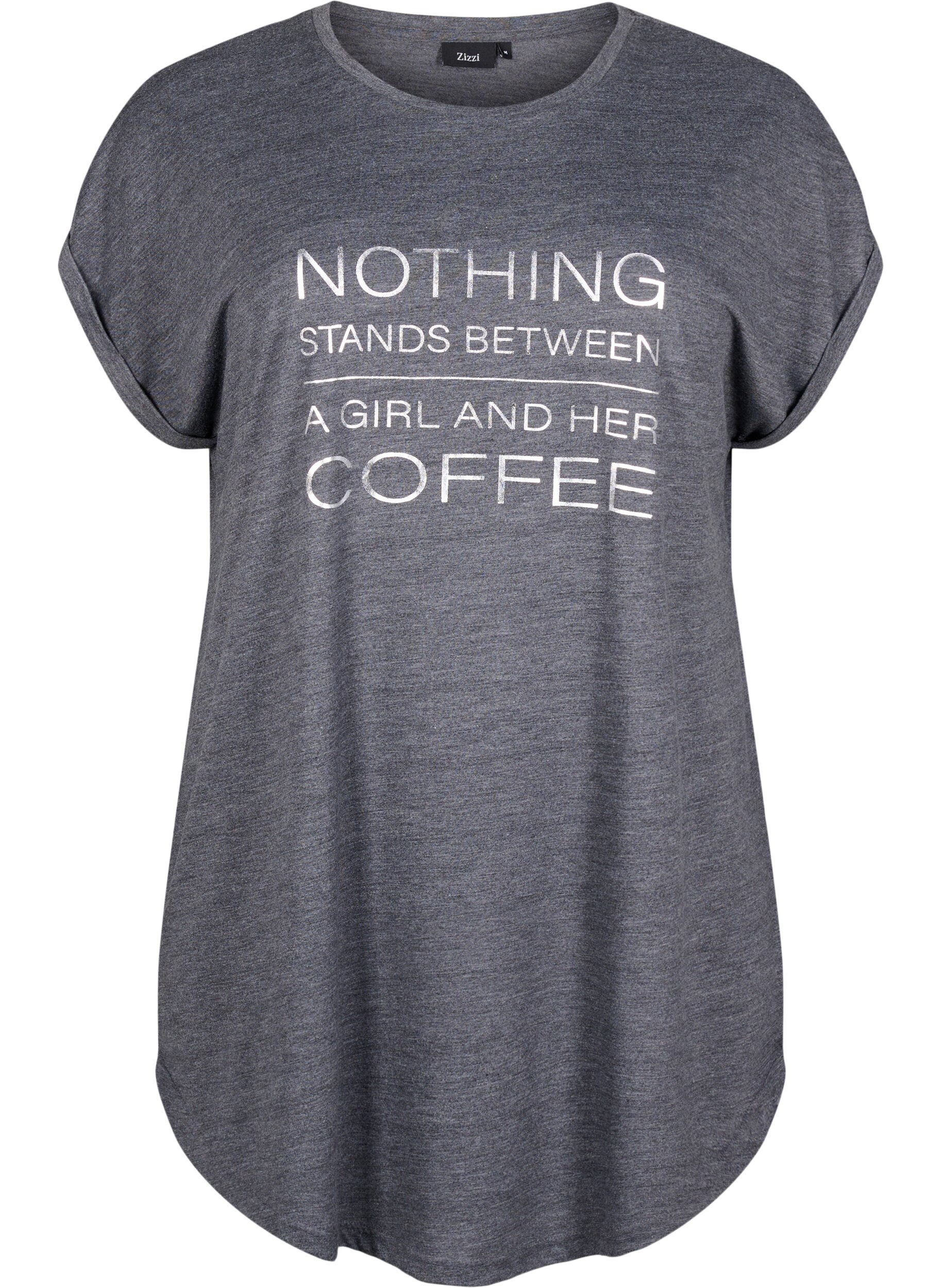 Nachtjapon met korte mouwen en tekstopdruk