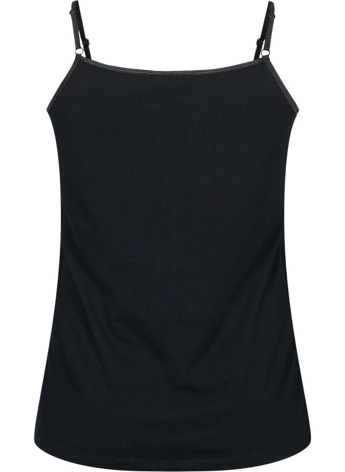 Basic strop top in katoen, Zwart, Packshot image number 1