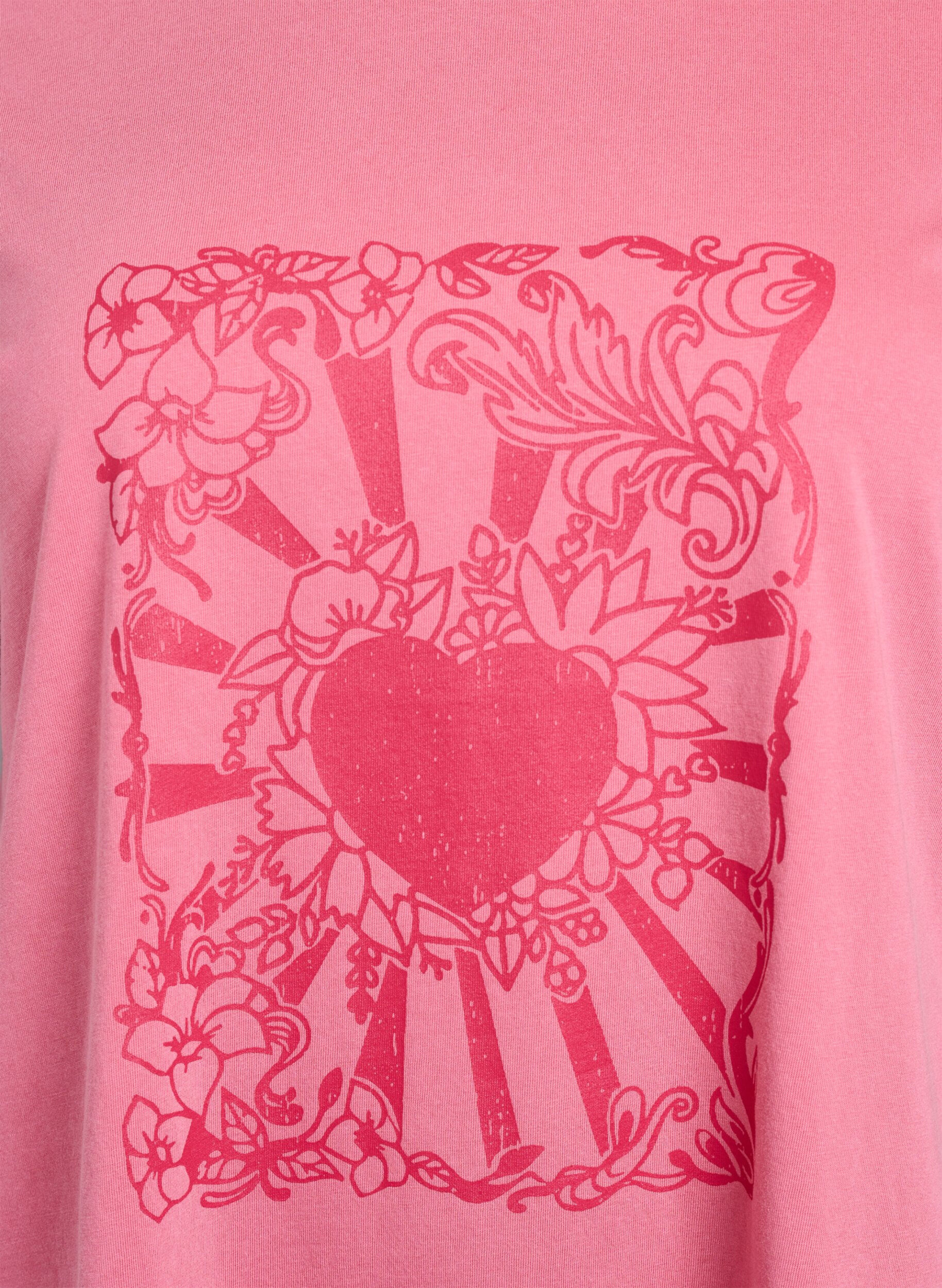ZizziT-shirt in biologisch katoen met een coole print, Roze, Packshot image number 2