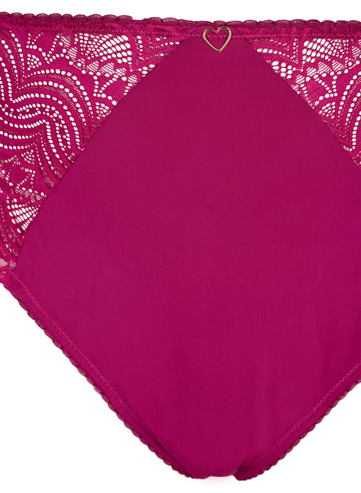 Microfiber string met kanten details, Boysenberry, Packshot