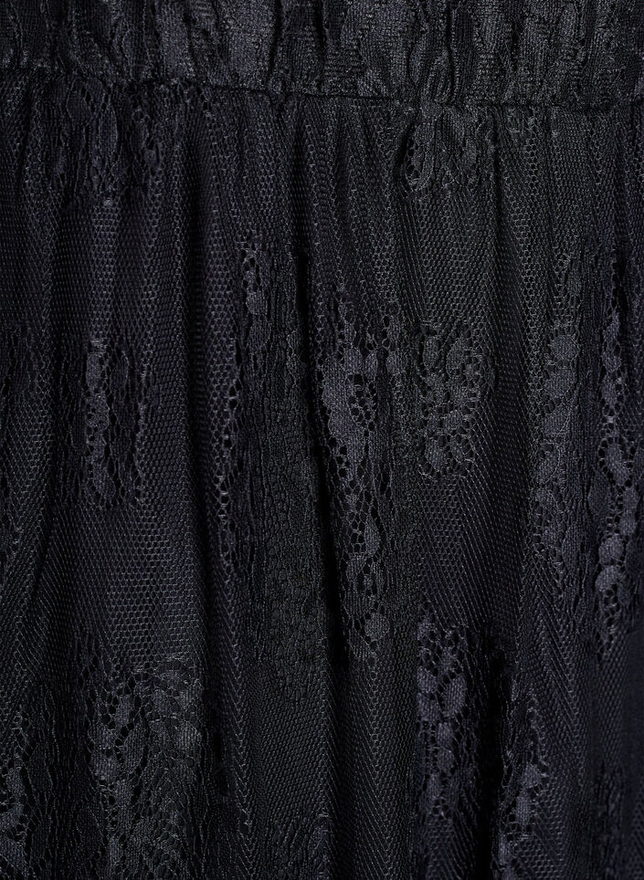 Lange rok van kant met elastische taille, Black, Packshot