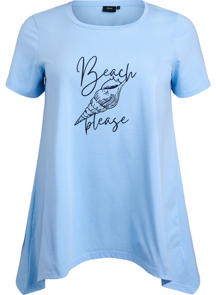 T-shirt met ronde hals en A-lijn vorm, Blauw, Packshot image number 0