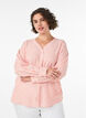 Blouse in linnen en viscose met V-hals, Oranje, Model image number 0